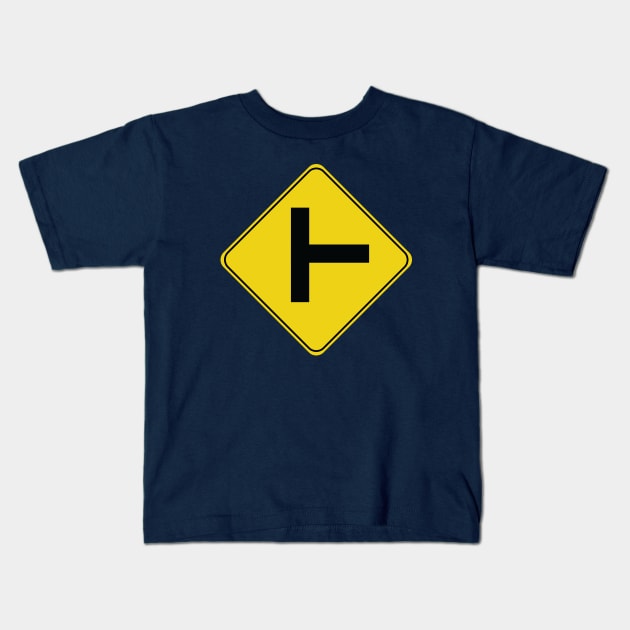 Caution Road Sign Three Way Intersection Kids T-Shirt by shanestillz